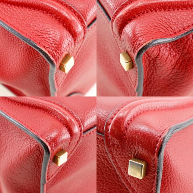 CELINE セリーヌ ラゲージマイクロショッパー レザー 赤 ハンドバッグ レディース_3