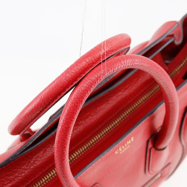 CELINE セリーヌ ラゲージマイクロショッパー レザー 赤 ハンドバッグ レディース_4
