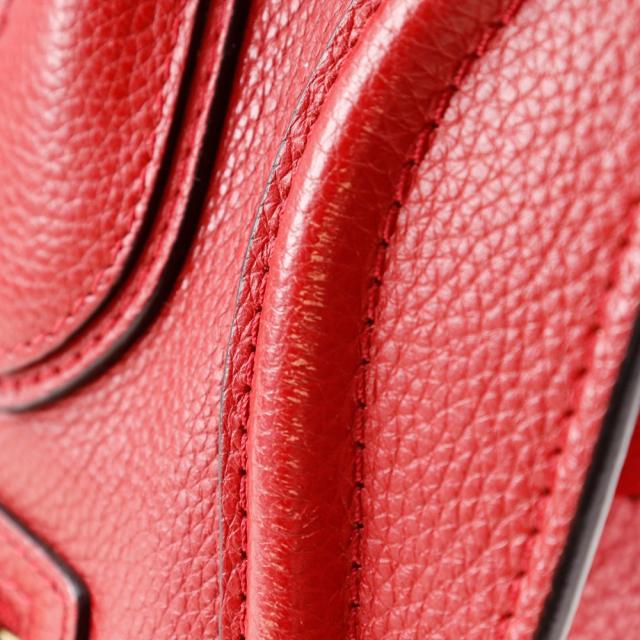 CELINE セリーヌ ラゲージマイクロショッパー レザー 赤 ハンドバッグ レディース_8