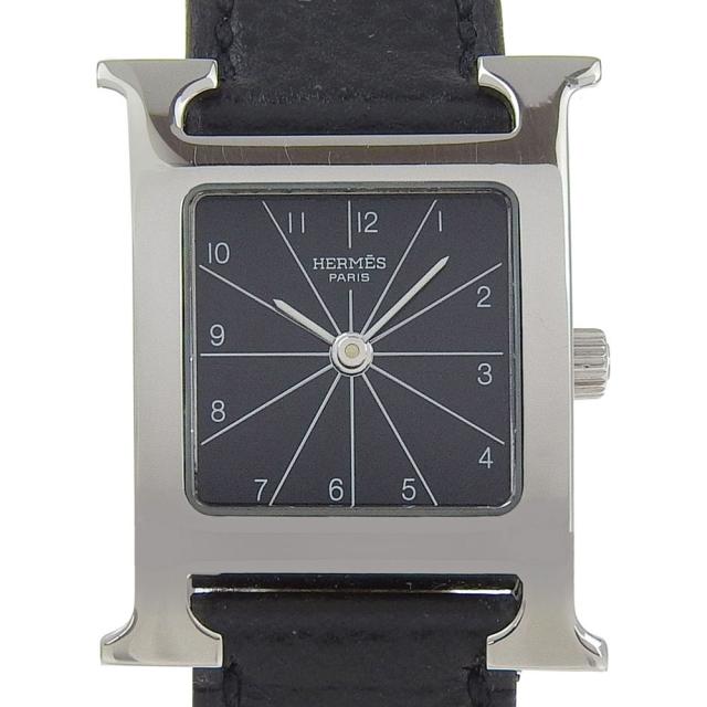 HERMES エルメス HH1.210 SS クオーツ アナログ表示 黒文字盤 腕時計 レディース 【中古】
