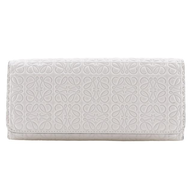 LOEWE ロエベ リピートアナグラム レザー 白 長財布 ユニセックス 【中古】