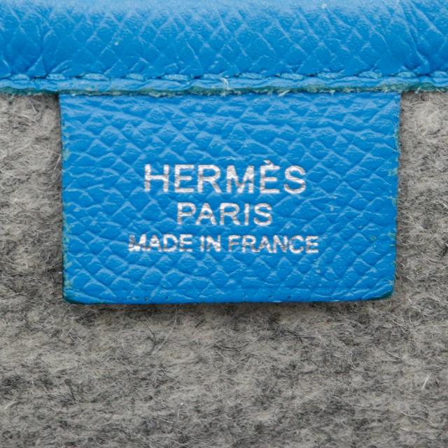 HERMES エルメス トゥードゥー37 フェルト ブルーザンジバル 青/グレー クラッチバッグ_12