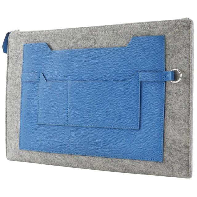 HERMES エルメス トゥードゥー37 フェルト ブルーザンジバル 青/グレー クラッチバッグ_1