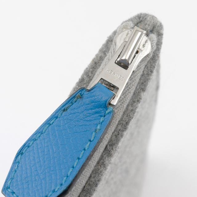 HERMES エルメス トゥードゥー37 フェルト ブルーザンジバル 青/グレー クラッチバッグ_5