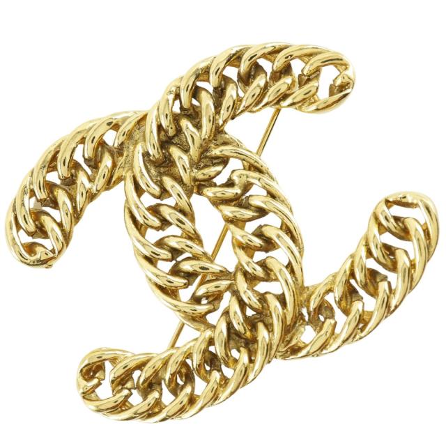 CHANEL シャネル チェーンココマーク 金メッキ ブローチ 36.4g レディース 【中古】