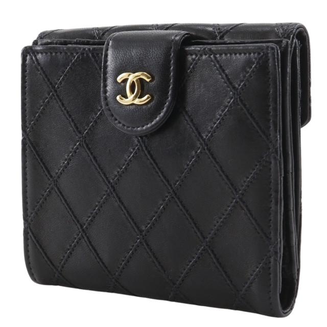 【美品】CHANEL 長財布 フラップウォレット ビコローレ ラムレザー 黒 CHANEL 長財布 フラップウォレット ビコローレ ラムレザー 黒 美品
