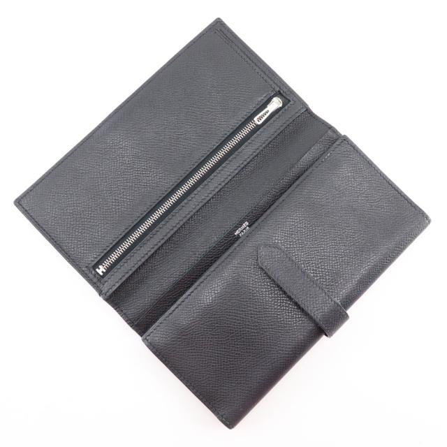 HERMES エルメス べアン デュプリ 三つ折り 長財布 ブラック 本物保証