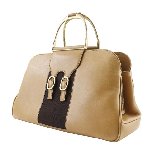 GUCCI グッチ オールドグッチ ヴィンテージ カーフ 茶 ハンドバッグ