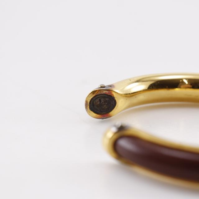 HERMES エルメス ヴィンテージ 金メッキ 茶 バングル 36.3g レディース 【中古】_5