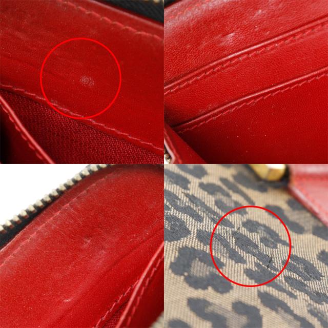 FENDI フェンディ ウォレットバッグ レオパード ヒョウ柄 ナイロンキャンバス 茶/赤_13