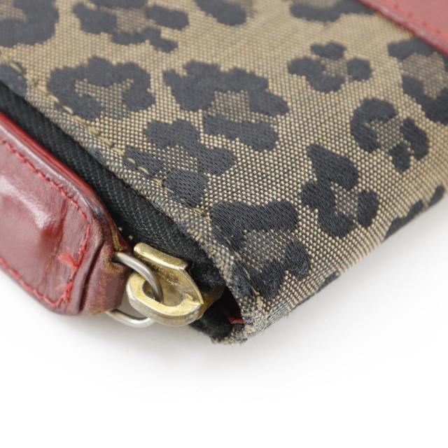FENDI フェンディ ウォレットバッグ レオパード ヒョウ柄 ナイロンキャンバス 茶/赤_3