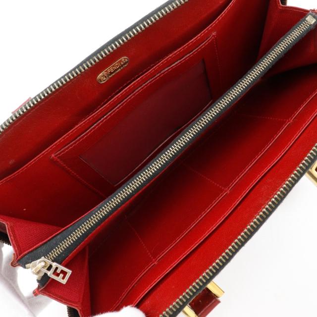 FENDI フェンディ ウォレットバッグ レオパード ヒョウ柄 ナイロンキャンバス 茶/赤_6