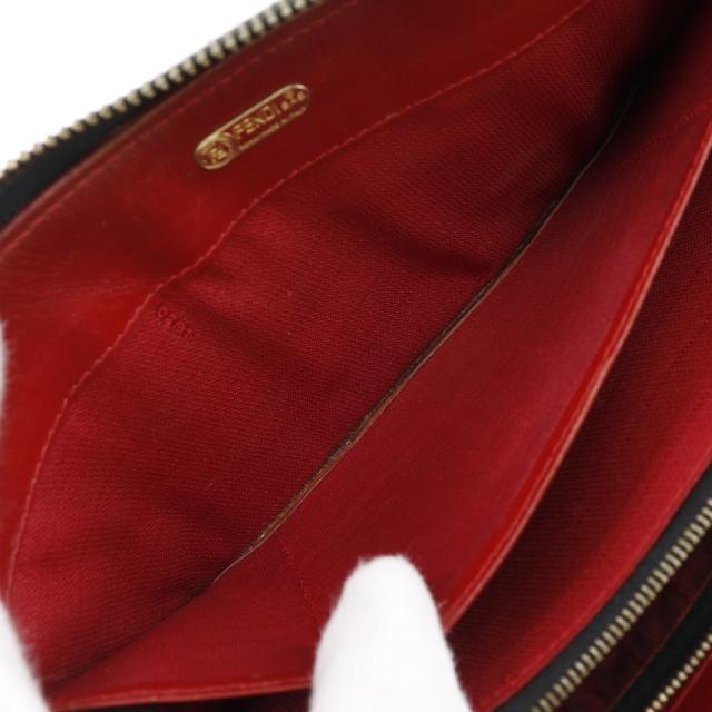 FENDI フェンディ ウォレットバッグ レオパード ヒョウ柄 ナイロンキャンバス 茶/赤_8