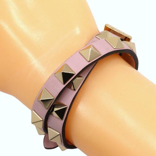美品　ヴァレンティノ　ロックスタッズブレスレット　ピンク VALENTINO ヴァレンティノ ロックスタッズ ブレスレット ピンク