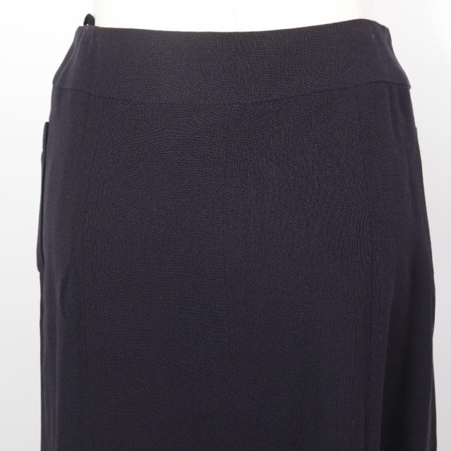 【美品】シャネル　スカート　96P　ココマークボタン　ウエスト伸縮　大きめ　黒 美品】CHANEL シャネル スカート ココマーク 金ボタン ブラック