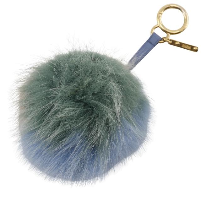 FENDI フェンディ ポンポンチャーム ファーチャーム 7AR259 レザー 青/緑/ピンク チャーム