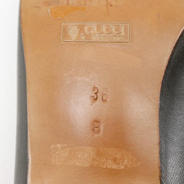 GUCCI グッチ 置き目毛革 なめし革 茶 パンプス レディース 【中古】