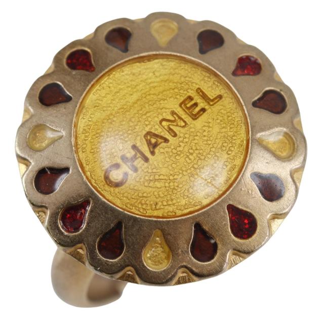CHANEL シャネル フラワーモチーフ フリーサイズ 金メッキ 13号 リング 