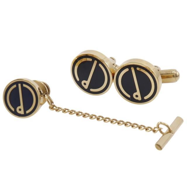 Dunhill ダンヒル タイタックセット 金メッキ 黒 カフス メンズ 【中古】
