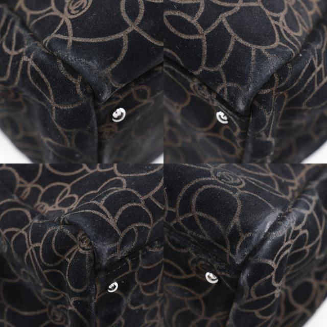 CHANEL シャネル カメリア チェーンショルダー スウェード 黒 トート