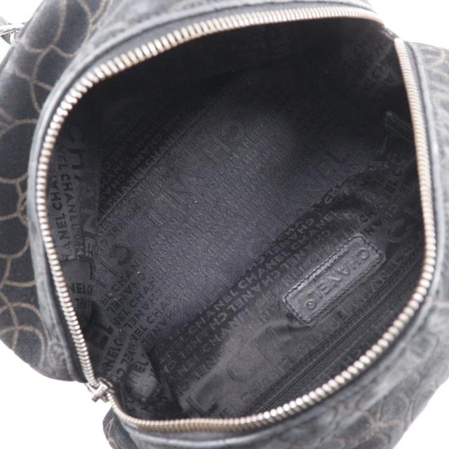 CHANEL シャネル カメリア チェーンショルダー スウェード 黒 トート