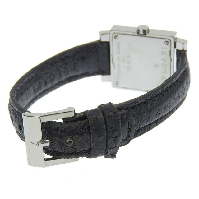 BVLGARI レディース スクエア型 黒レザー時計 BVLGARI ブラックレザー