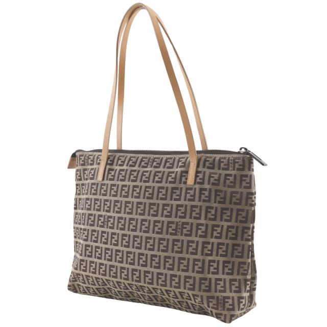 FENDI フェンディ ズッキーノ 8BH022 キャンバス 茶 トートバッグ 