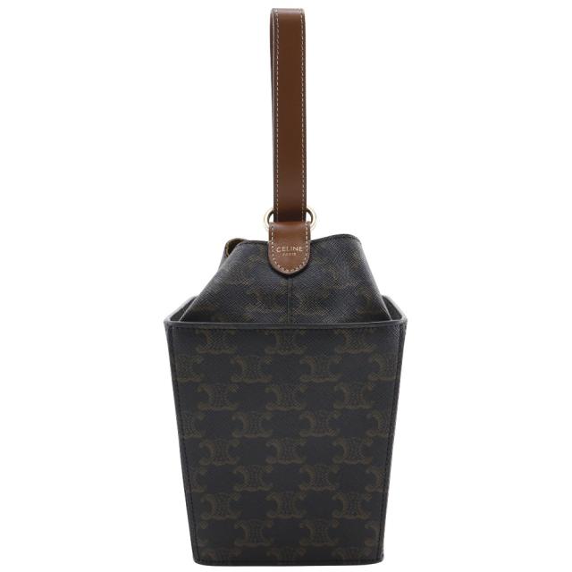 CELINE セリーヌ ストラップボックス トリオンフ 197142BZJ PVC 黒/茶 ハンドバッグ