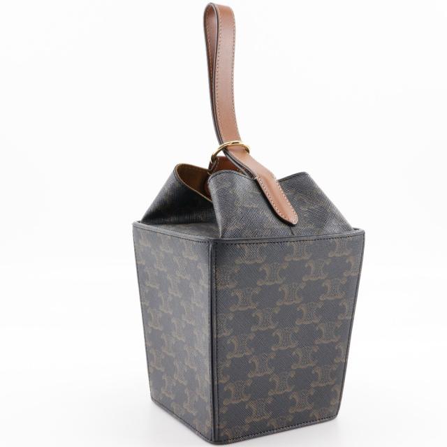 CELINE セリーヌ ストラップボックス トリオンフ 197142BZJ PVC 黒/茶 ハンドバッグ_2