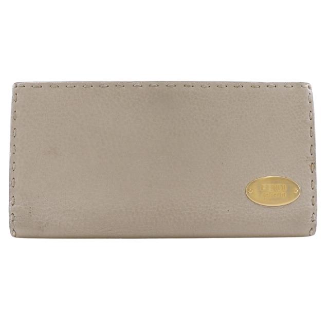 FENDI フェンディ セレリア Wホック2つ折り 8M0144 レザー グレー 長財布 レディース