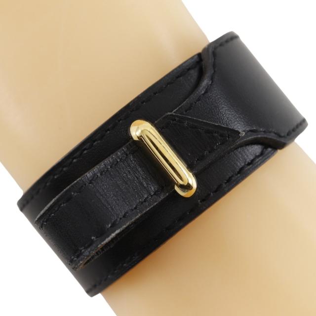 HERMES エルメス ボックスカーフ 黒 ブレスレット 9.0g ユニセックス 【中古】