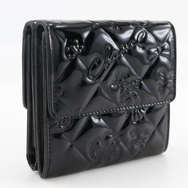 CHANEL シャネル アイコンライン Wホック A37152 パテントレザー 黒  