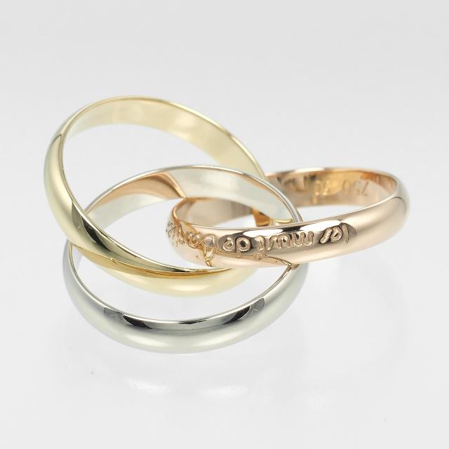 カルティエ トリニティ K18ゴールド×YG/WG/PG 9号 レディース リング