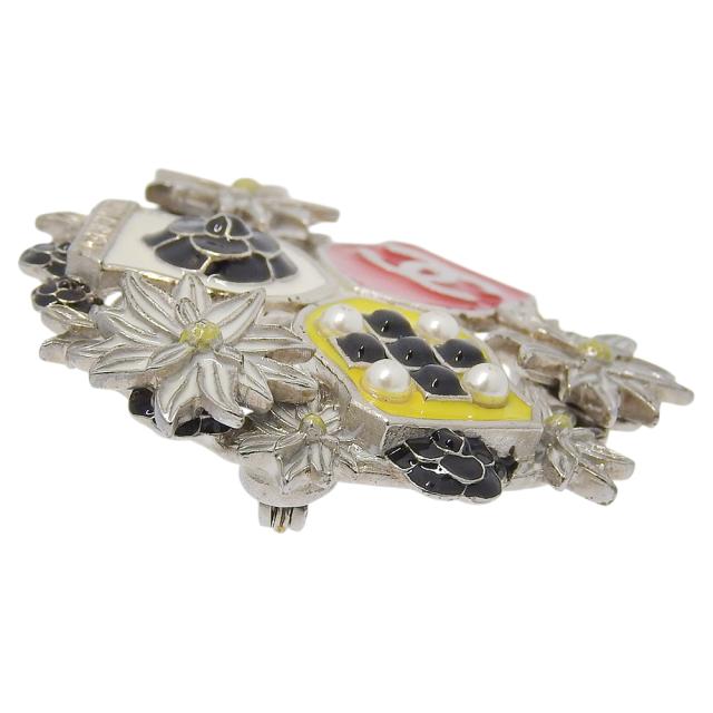 CHANEL シャネル ココマーク カメリア 金属製 赤/黄/白 ブローチ