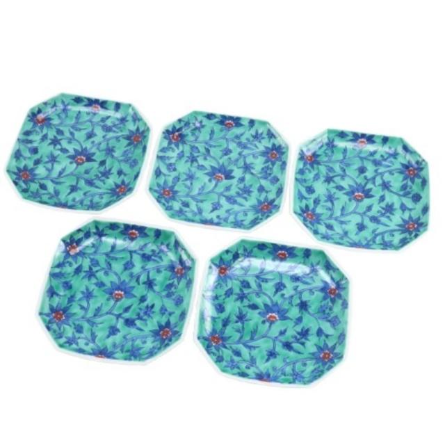 今泉今右衛門 錦緑地唐花文角皿 陶器 食器 ユニセックス 【中古】 