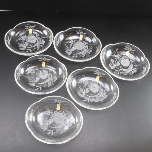 Meissen マイセン マイセンクリスタル 花文 向付 6客 【有馬頼底好之】 皿 クリスタル