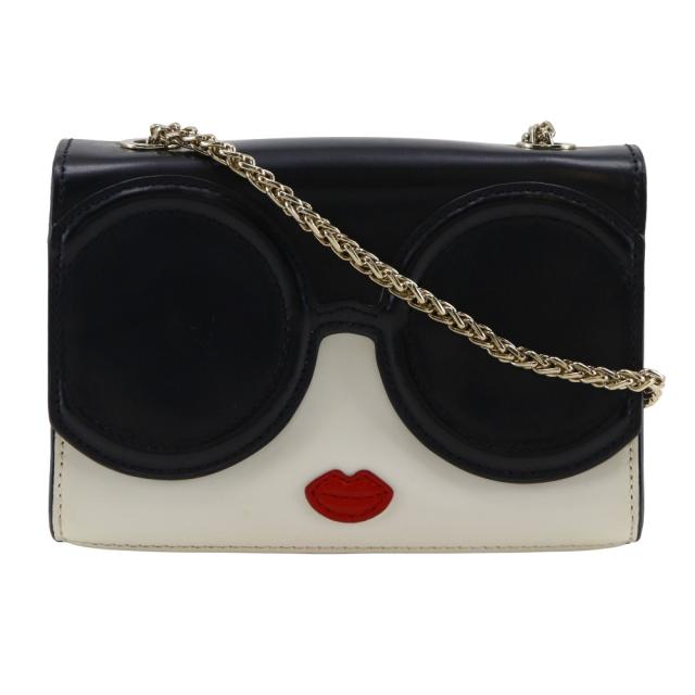 alice+olivia アリスオリビア チェーンショルダー Stace Face ステイスフェイス レザー 黒/白