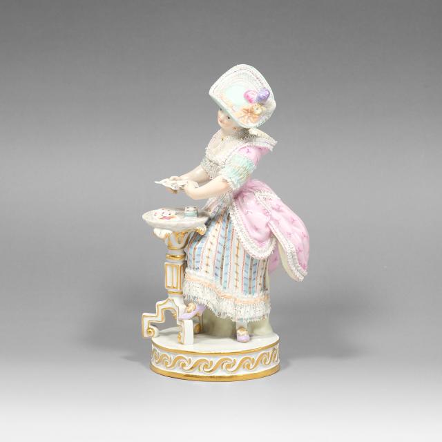 Meissen マイセン トランプする女性 カードプレイヤー 置物 オブジェ _ 【中古】_1