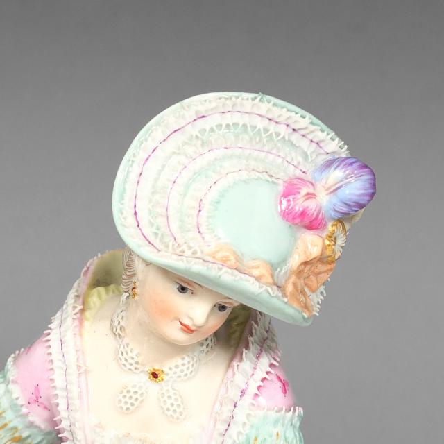 Meissen マイセン トランプする女性 カードプレイヤー 置物 オブジェ _ 【中古】_6