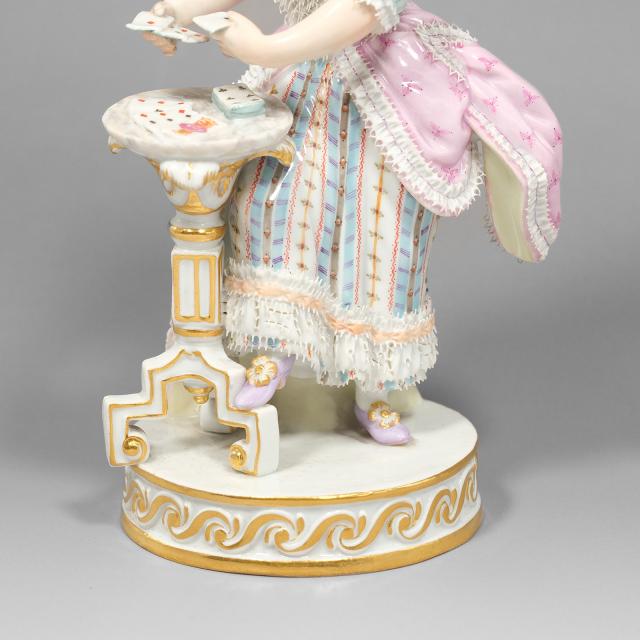 Meissen マイセン トランプする女性 カードプレイヤー 置物 オブジェ _ 【中古】_5