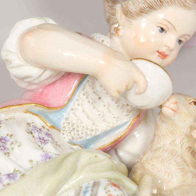 Meissen マイセン 羊飼いの少女 置物 オブジェ _ 【中古】