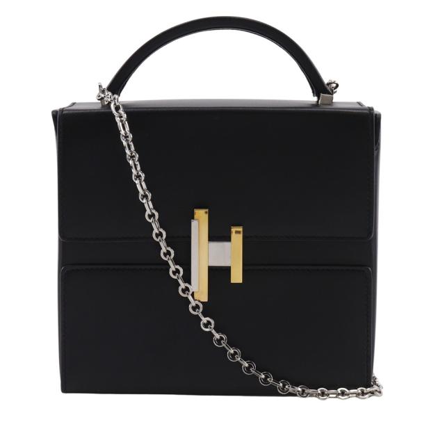 HERMES エルメス シネティック 2WAY レザー 黒 ショルダーバッグ レディース 【中古】