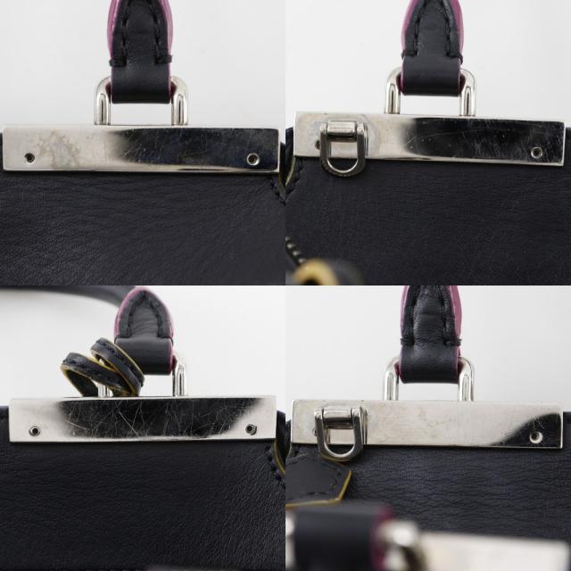 FENDI フェンディ プチトロワジュール 2WAYショルダー 8BH333 レザー 黒 ハンドバッグ_11