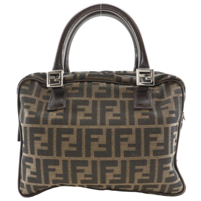 FENDI フェンディ ズッカ ナイロンキャンバス 茶 ハンドバッグ レディース 【中古】
