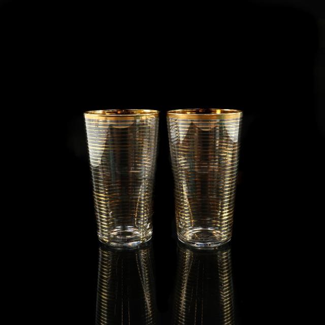 【洋食器】オールドバカラ風　金線ガラスコップ Baccarat バカラ オールドバカラ 金線文グラス 2客 ガラス 食器 _