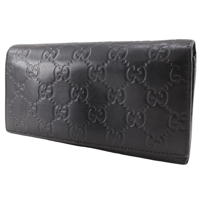 GUCCI グッチ GG 146229 シマレザー 黒 長財布 ユニセックス 【中古】_1