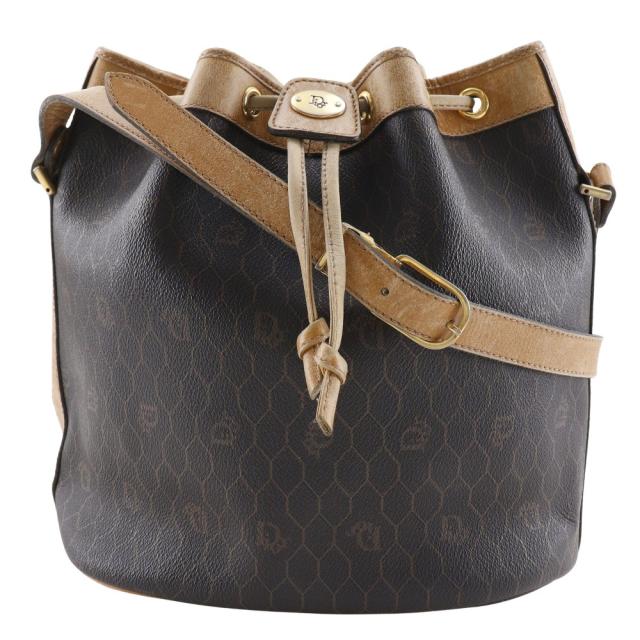 Dior クリスチャンディオール ハニカム柄 ヴィンテージ PVC 茶 ショルダーバッグ