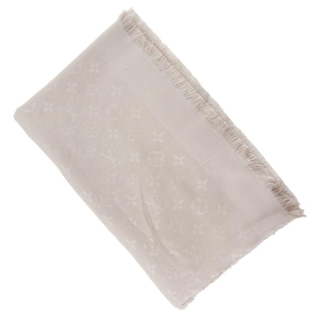 LOUIS VUITTON ルイ・ヴィトン ショール・モノグラム M71336 シルク グレージュ ストール