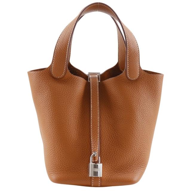 HERMES エルメス ピコタンロック18 PM トリヨンクレマンス ゴールド 茶/シルバー金具