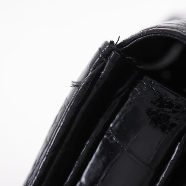 LONGINES ロンジン ワンハンドル クロコダイル 黒 ハンドバッグ  